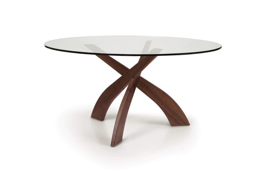 Picture of ENTWINE 60" ROUND GLASS TOP TABLE IN WALNUT