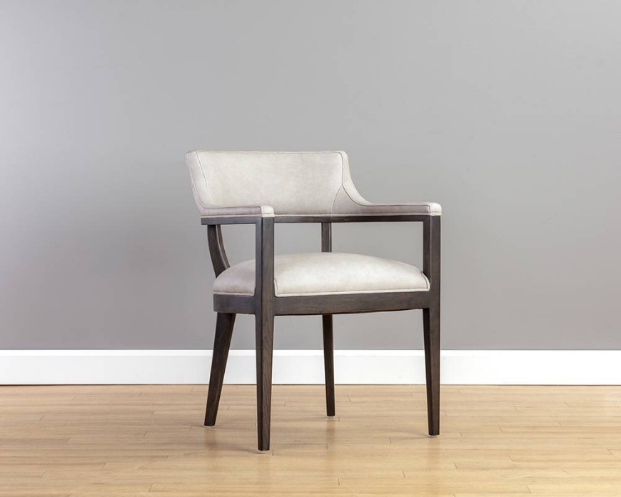 Picture of BRYLEA DINING ARMCHAIR - BROWN - SALOON LIGHT GREY LEATHER